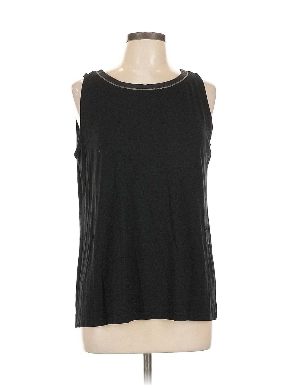 Chico's Black Sleeveless Tank with Metallic Neckline